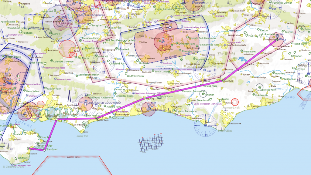 Headcorn to Sandown flight plan