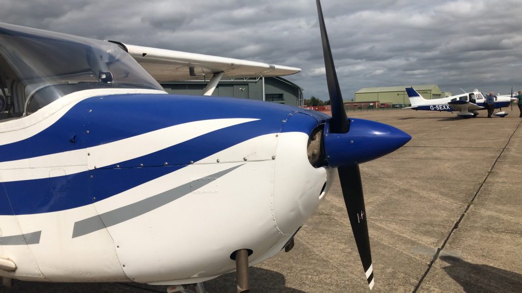 G-ATWJ and G-SEXX at Duxford