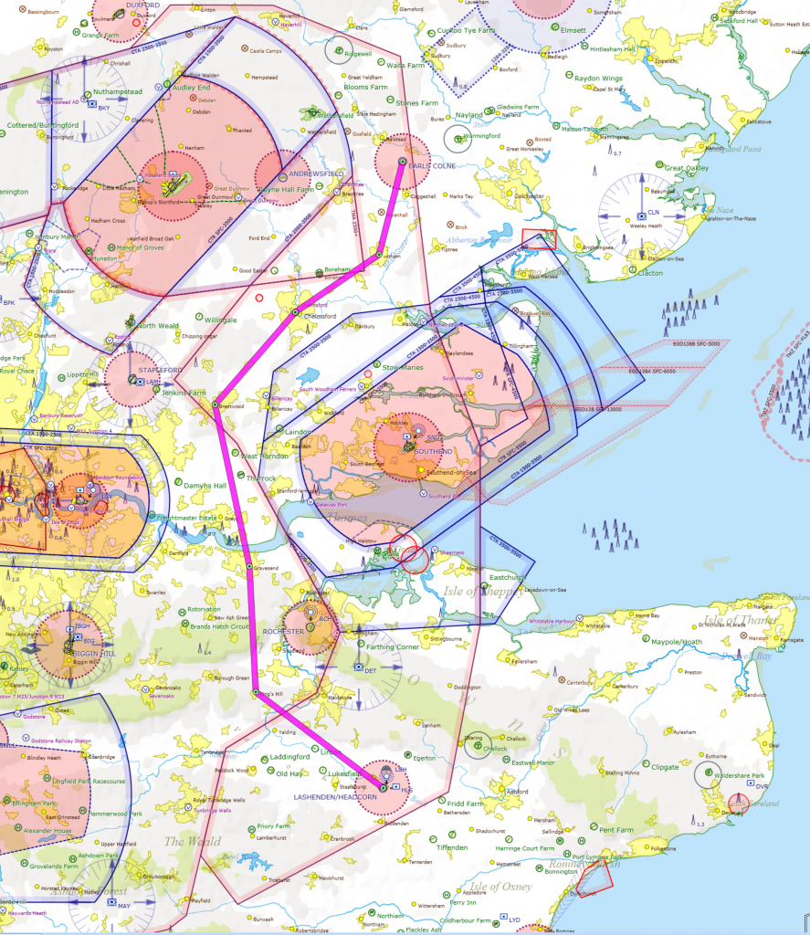 Earls Colne to Headcorn Route