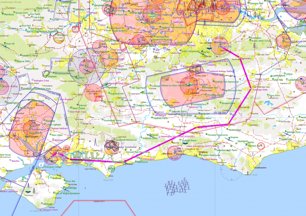 Solent to Biggin Hill route