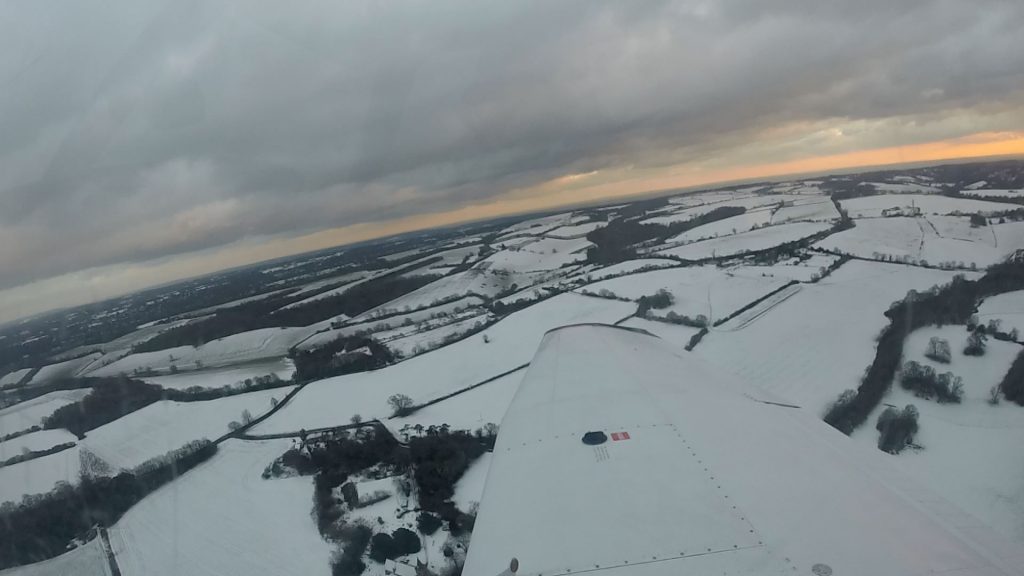 snow on way back to Biggin Hill