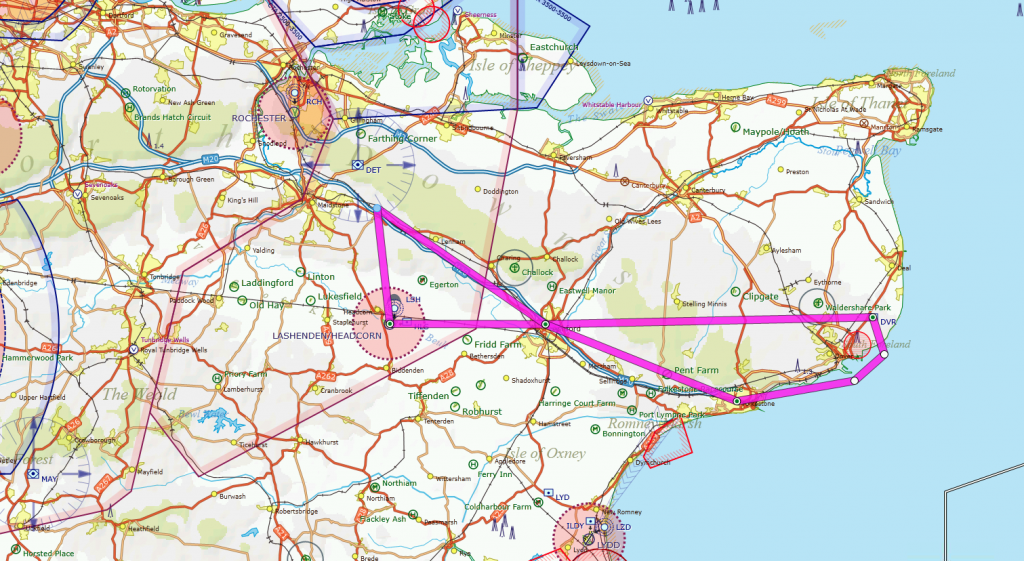 Route from Headcorn to Port of Dover