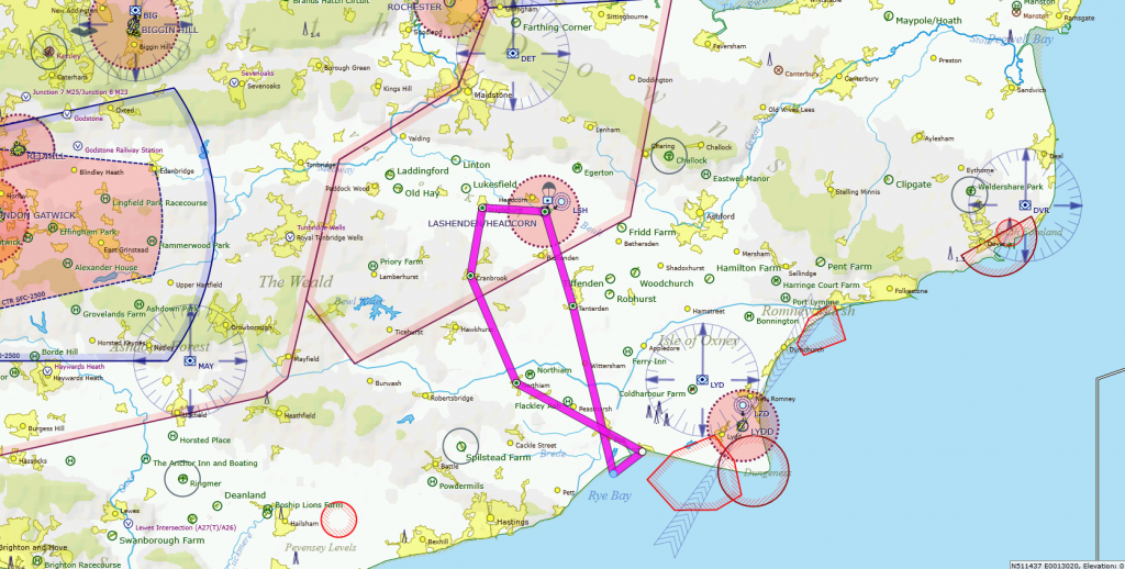 Headcorn to Rye route